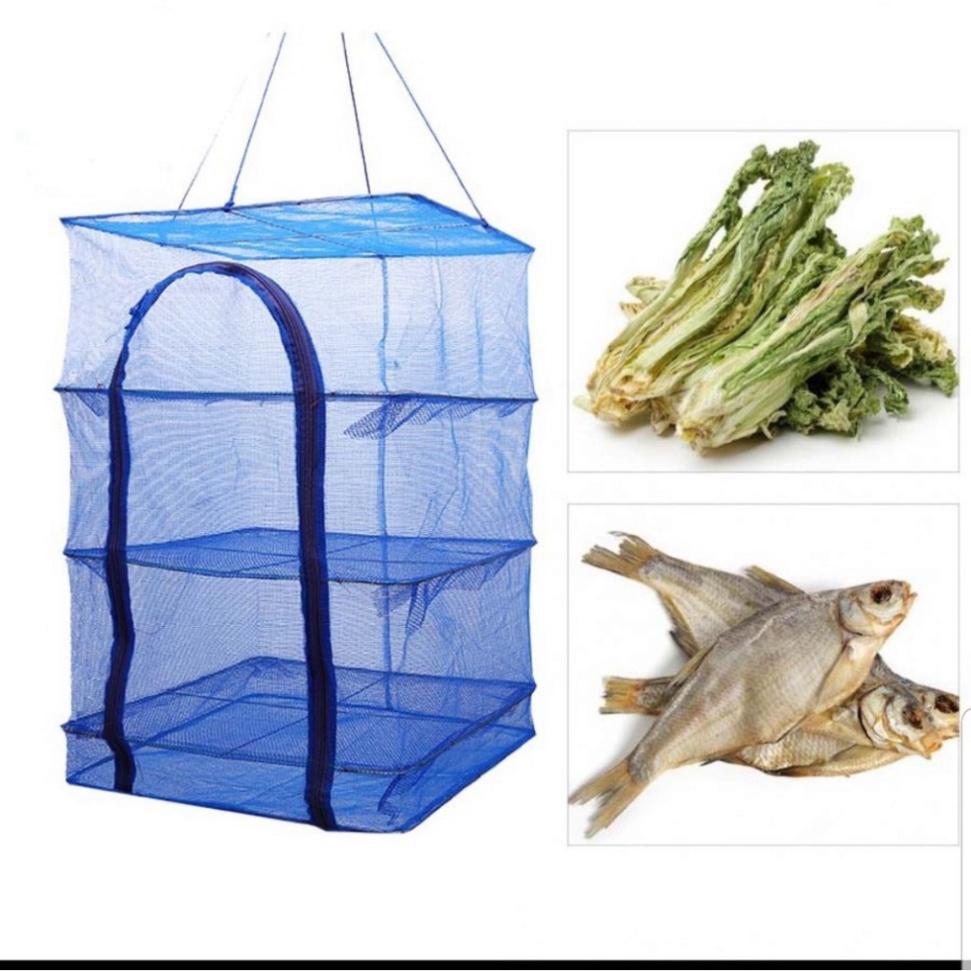 Sale to sale Lồng lưới phơi khô thực phẩm phơi cá chống côn trùng treo 4 tầng để phơi cá khô có thể xếp gọn - uy tín - x