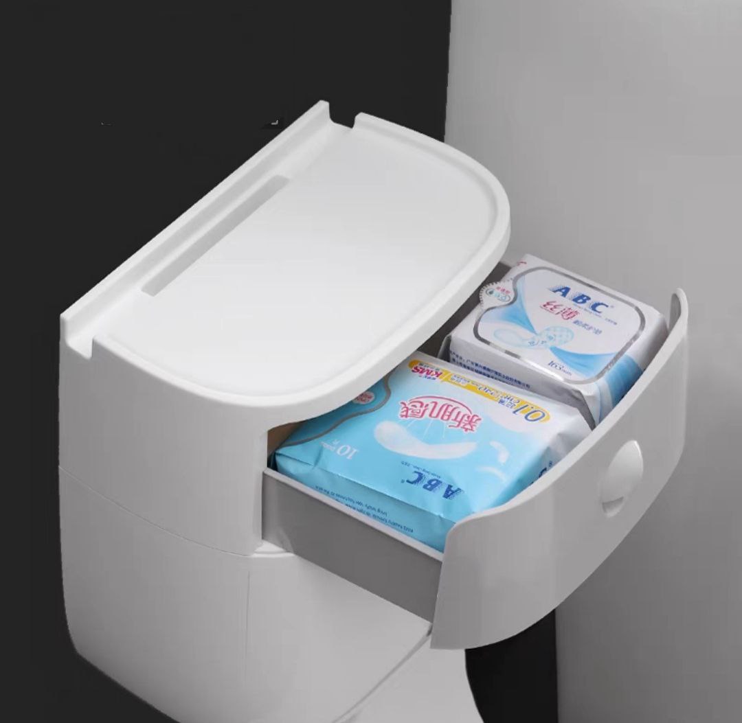 HỘP ĐỰNG GIẤY VỆ SINH 2 TẦNG TREO DÁN TƯỜNG CAO CẤP - KHÔNG CẦN KHOAN ĐỤC ỐC VÍT