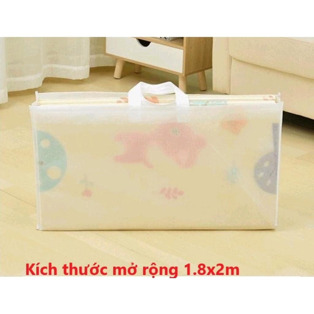 Thảm xốp xpe cho bé gấp gọn , tấm lót trải sàn 2 mặt chống thấm chống trơn hàn quốc phủ silicon 1m8x2m dày 10mm