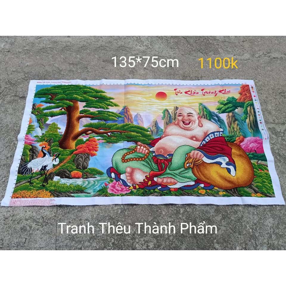 (Đã thêu) Tranh thêu chữ thập thành phẩm phật di lạc 135*75 cm