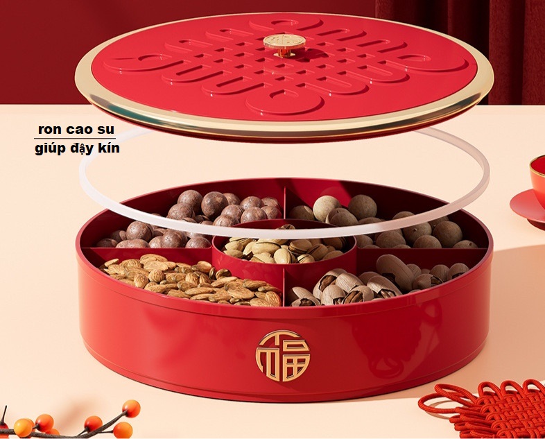 Hộp Đựng Mứt Bánh Kẹo Tết Sang Trọng (Tặng Bao Li Xi)