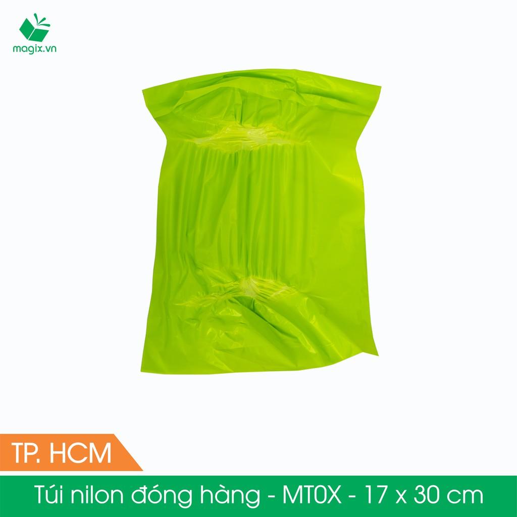 MT0X - 17x30 cm - Túi nilon gói hàng - 500 túi niêm phong đóng hàng màu xanh lá mạ