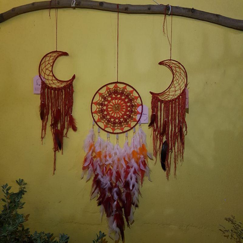 Set dreamcatcher 3 cái mặt trăng mặt trời trang trí phòng ngủ giúp ngủ ngon