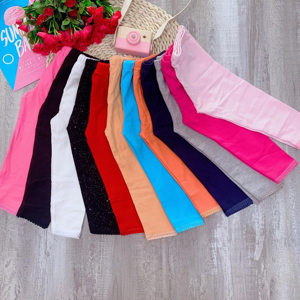 (VẢI XUẤT DƯ) QUẦN LEGGING DÀI/ QUẦN DÀI TRƠN THUN COTTON 4 CHIỀU CHO BÉ GÁI 9-41KG