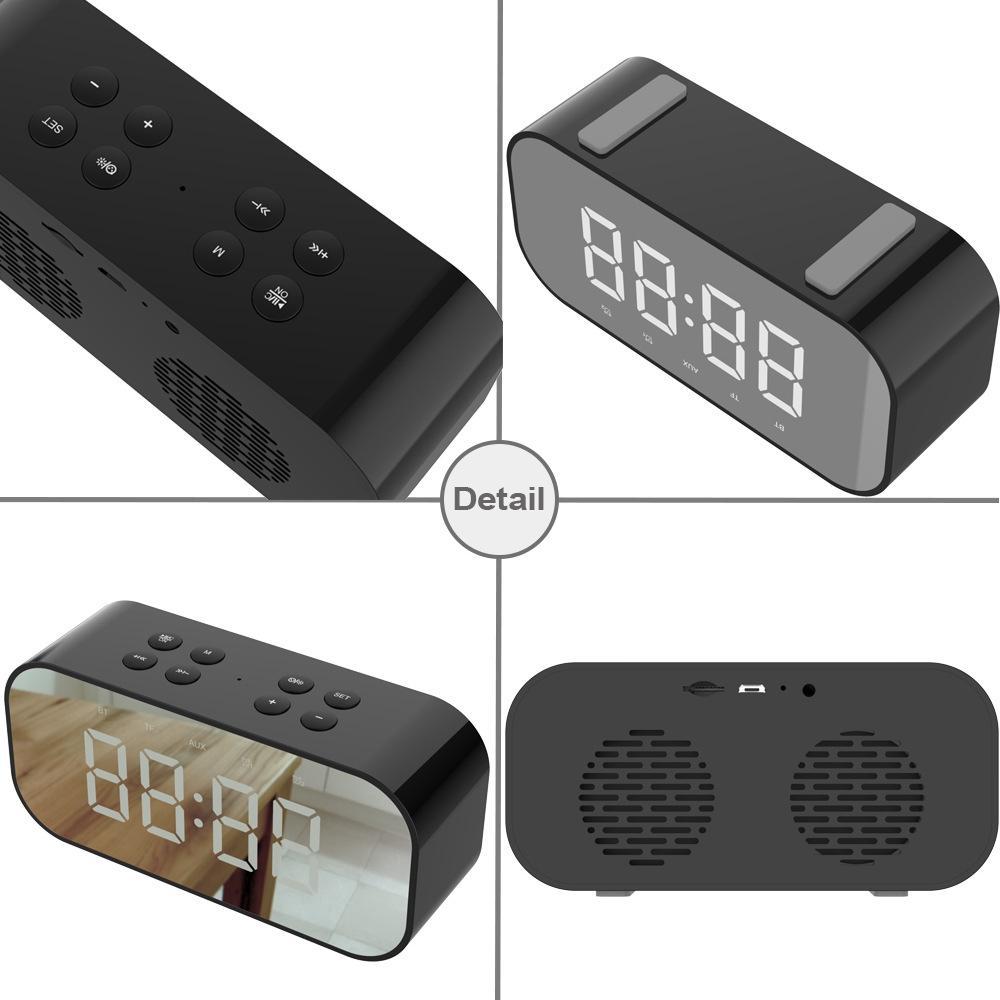 Loa bluetooth không dây mặt gương có đèn led hiển thị giờ kèm phụ kiện