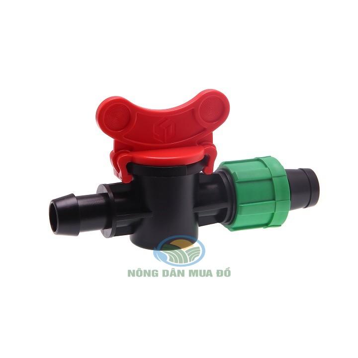 Van khóa khởi thủy nhỏ giọt 16mm kèm roăng cao su dùng trong hệ thống tưới