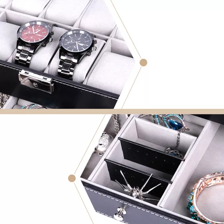 Hộp đựng đồng hồ, trang sức 12 chiếc đồng hồ 2 tầng B903