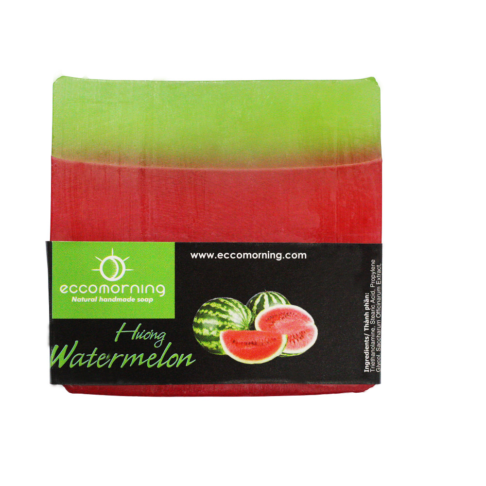 Xà Bông Thiên Nhiên Handmade eccomorning Hình Vuông Hương Dưa Hấu - Watermelon Soap