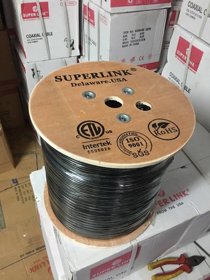 Cáp mạng kèm dây nguồn Superlink Cat 5 FTP +2C - Hàng chính hãng