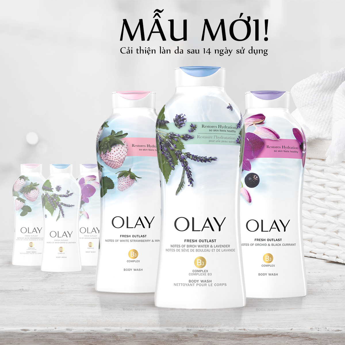 Bộ 2 Sữa Tắm Olay Body wash Daily Exfoliating With Sea Salts 650 ml + Olay Body wash Age Defying 650 ml [Tặng kèm túi đựng mỹ phẩm]