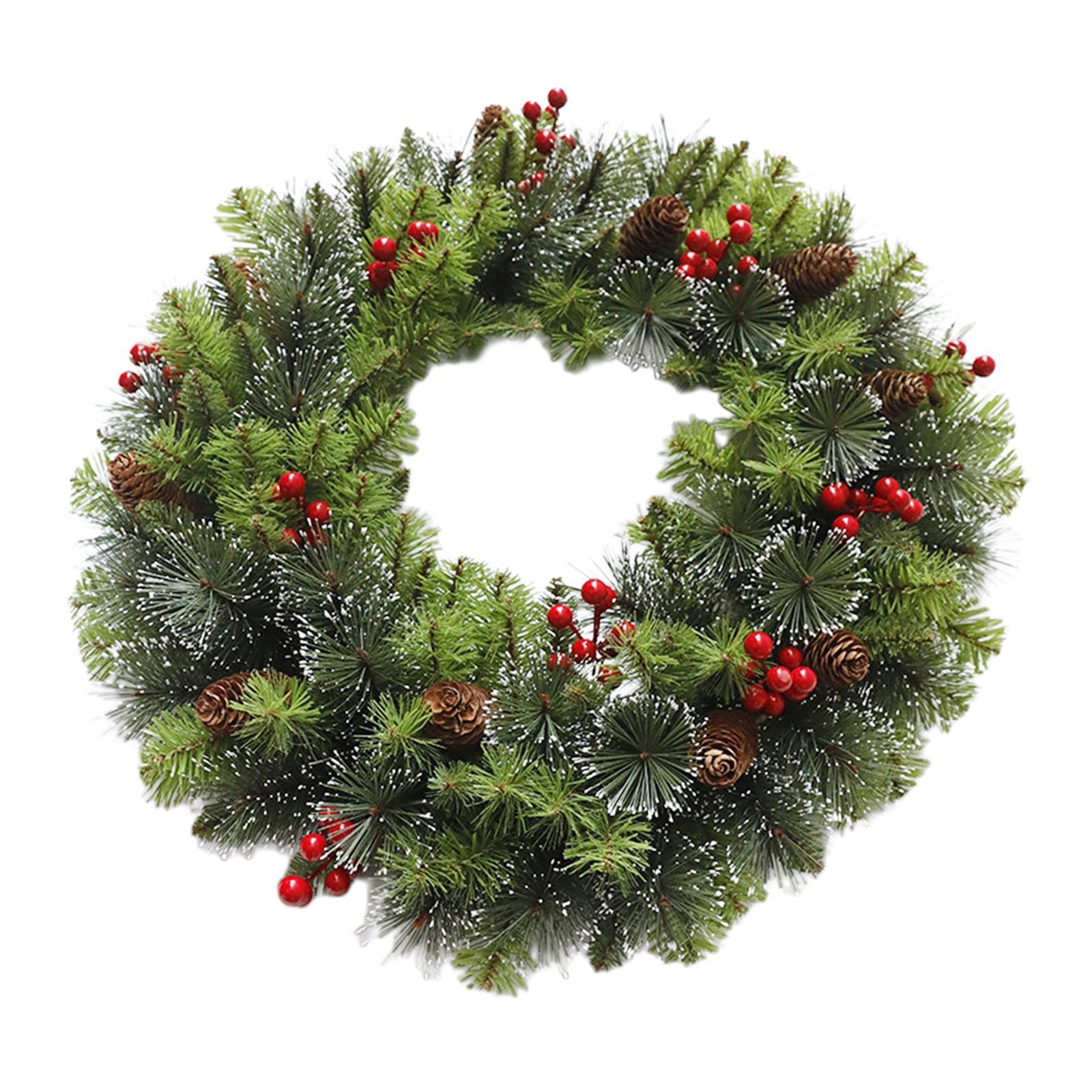 Artificial Wreath Christmas Ornament Wall Hanging for Door Window Party Xmas Decoration
