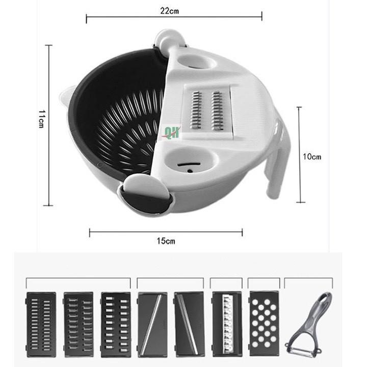 Dụng cụ bào cắt gọt rau củ quả đa năng kèm rổ 9in1