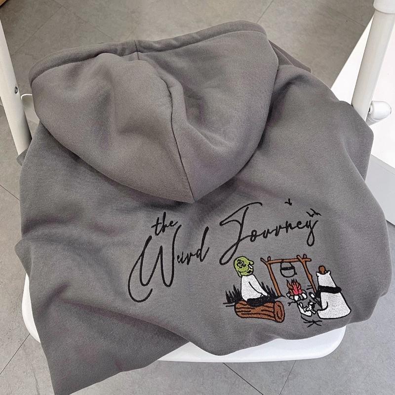 Áo khoác hoodie The Weird có nón vải nỉ lót bông màu xám form rộng unisex nam nữ - SSSTore