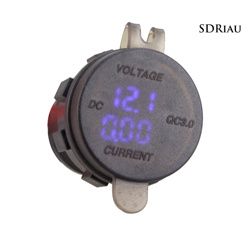 Đồng Hồ Vôn Kế Điện Tử 3 Trong 1 Qc3.0 Cho Xe Hơi