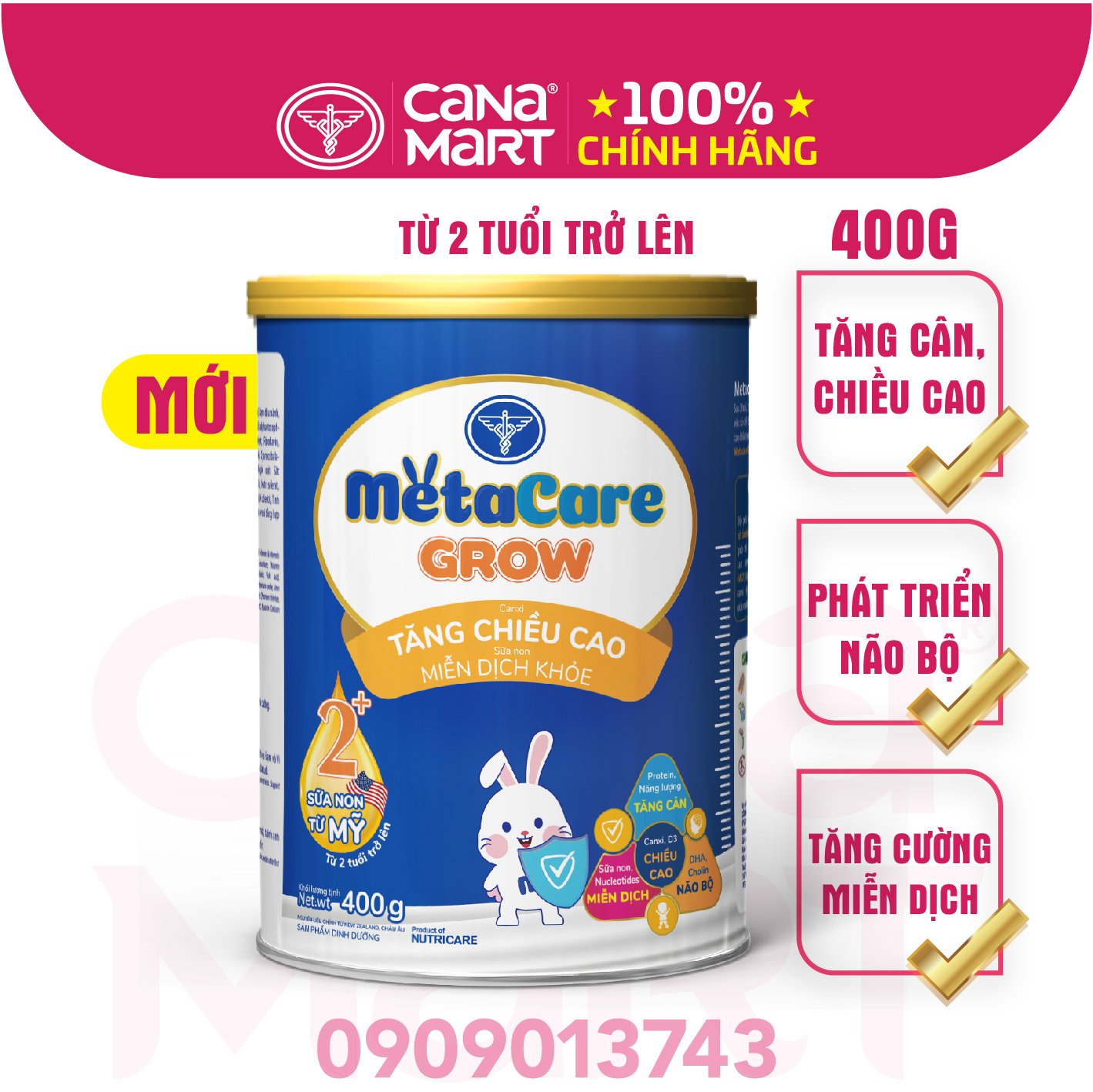 Sữa bột Nutricare MetaCare 2+ phát triển toàn diện