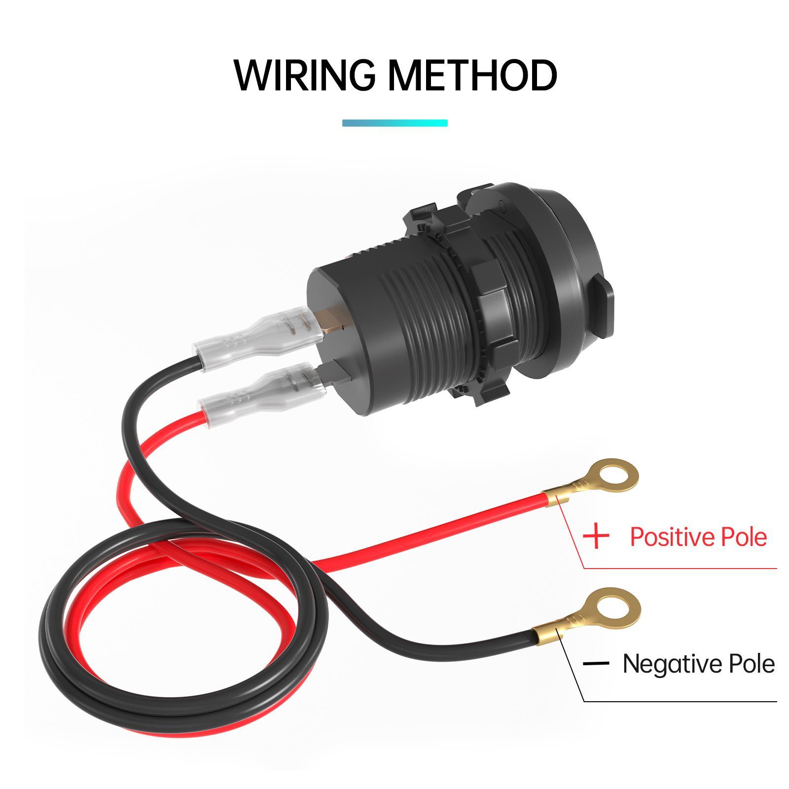 USB Charger Socket PD Type C + QC 3.0 with LED Backlight for Motorcycle