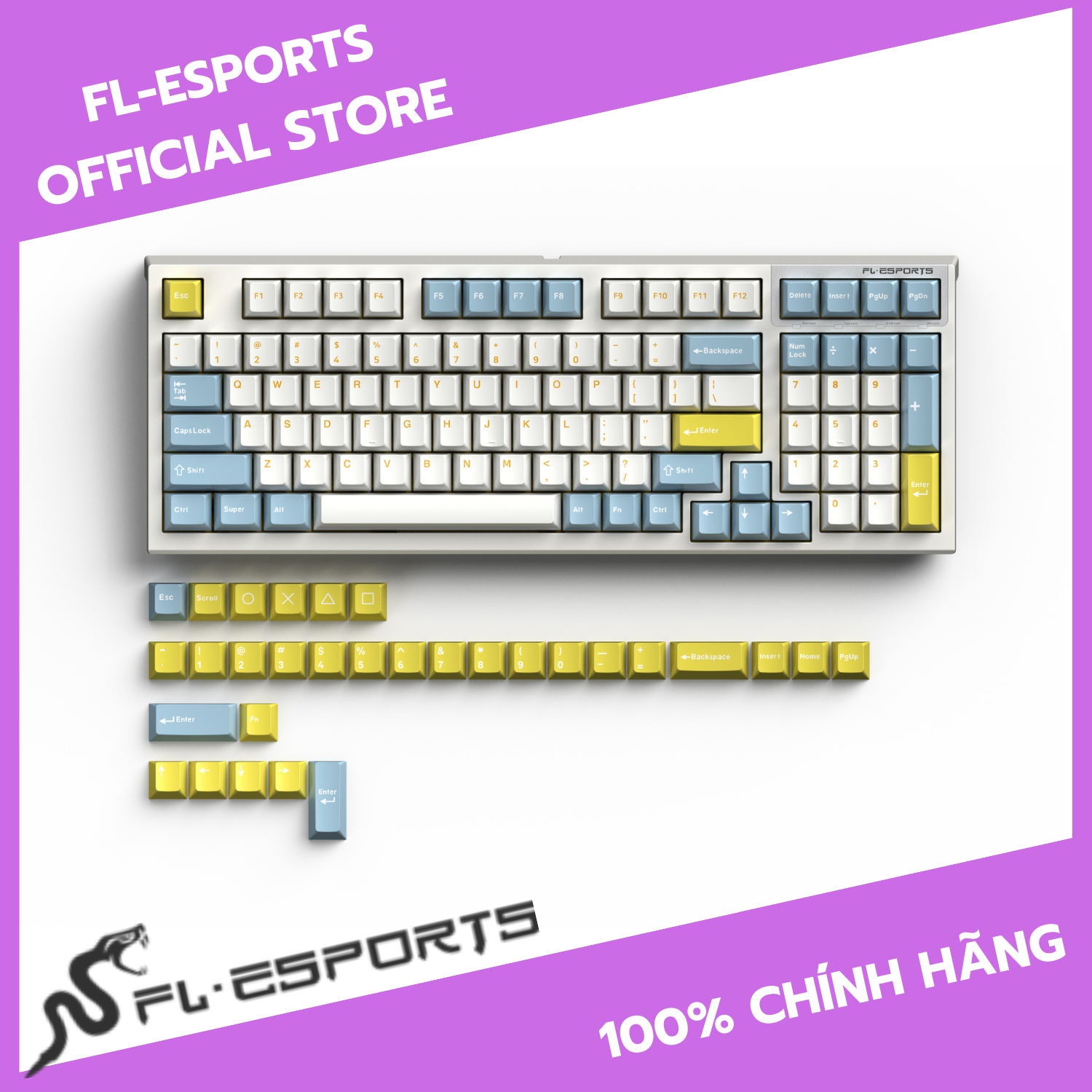 Bàn phím cơ không dây FL-Esports FL980CPM Sea Salt Kailbox Switch - Hàng chính hãng