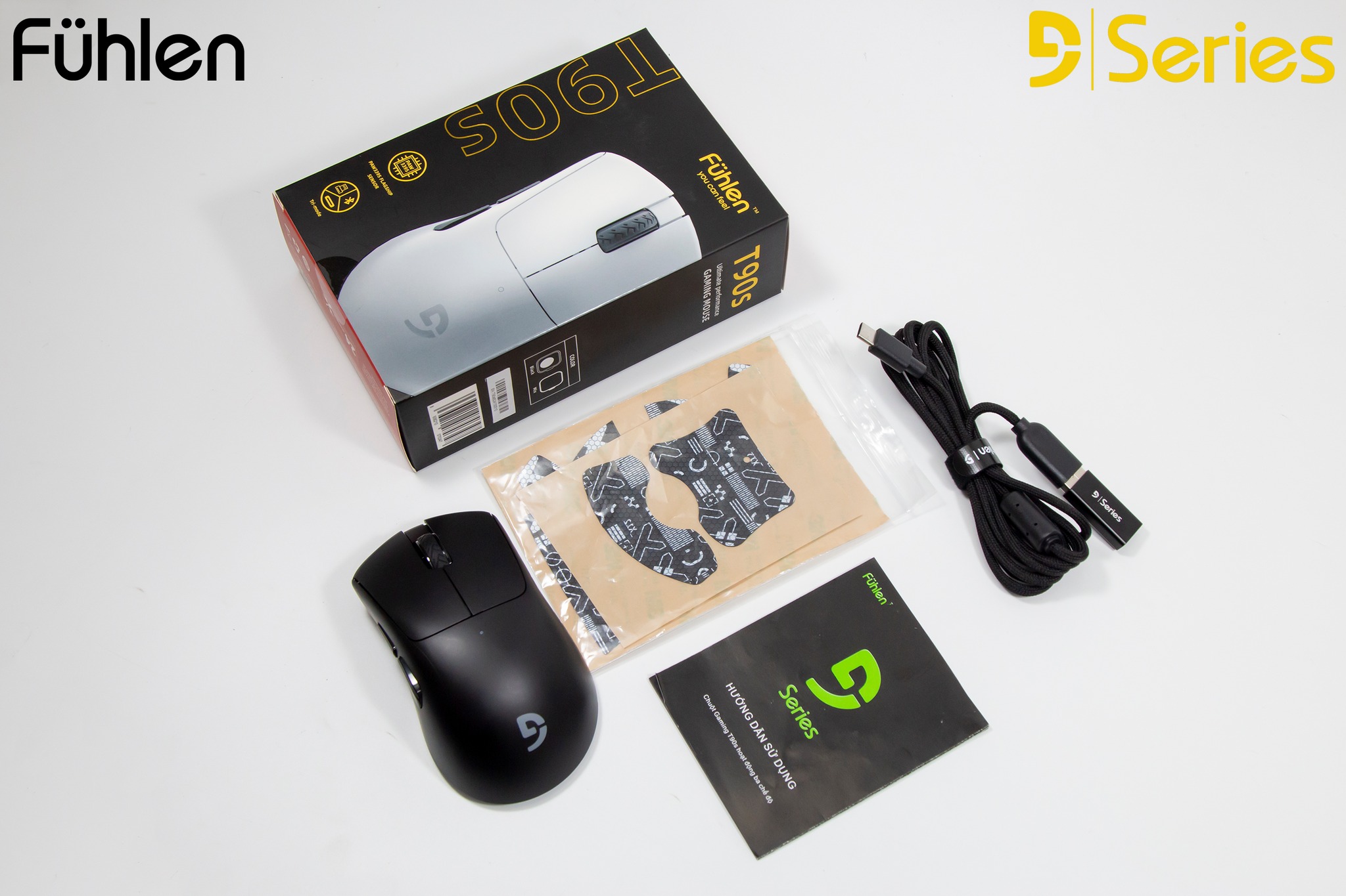 Chuột gaming Bluetooth Fuhlen T90s, pin 200 giờ DPI 26000 DPI, 650IPS, PAW3395, 3-mode- Hàng chính hãng