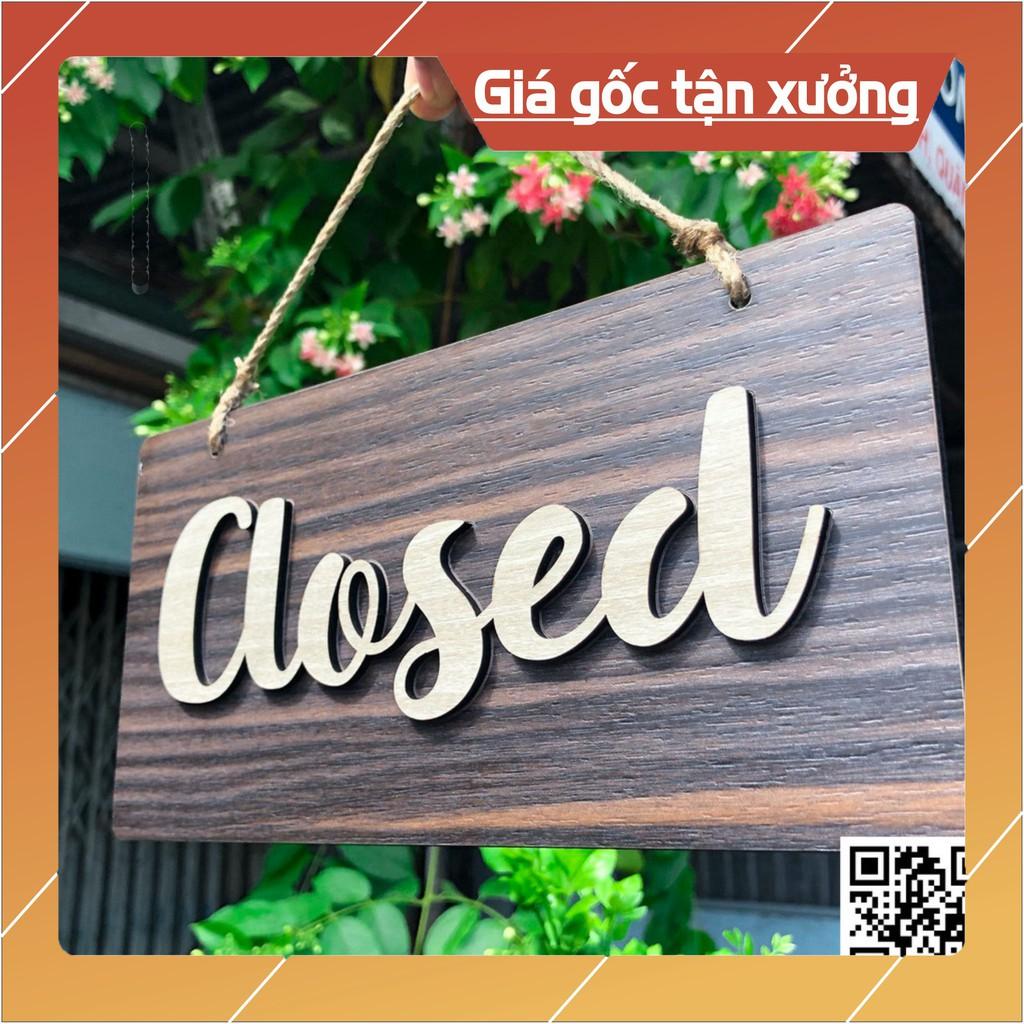 Bảng treo Open - Closed bằng gỗ chữ nổi