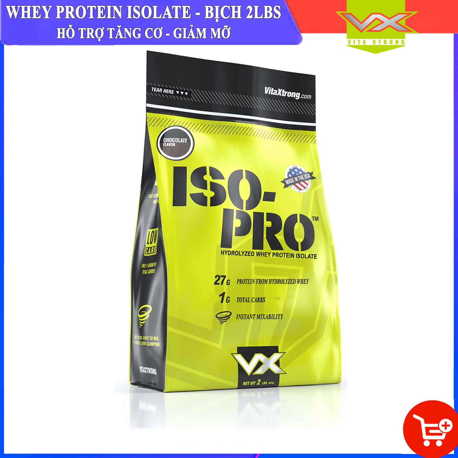 Sữa tăng cơ cao cấp Real Whey Protein của VitaXtrong hộp 5lbs hỗ trợ tăng cơ giảm mỡ cho người tập gym