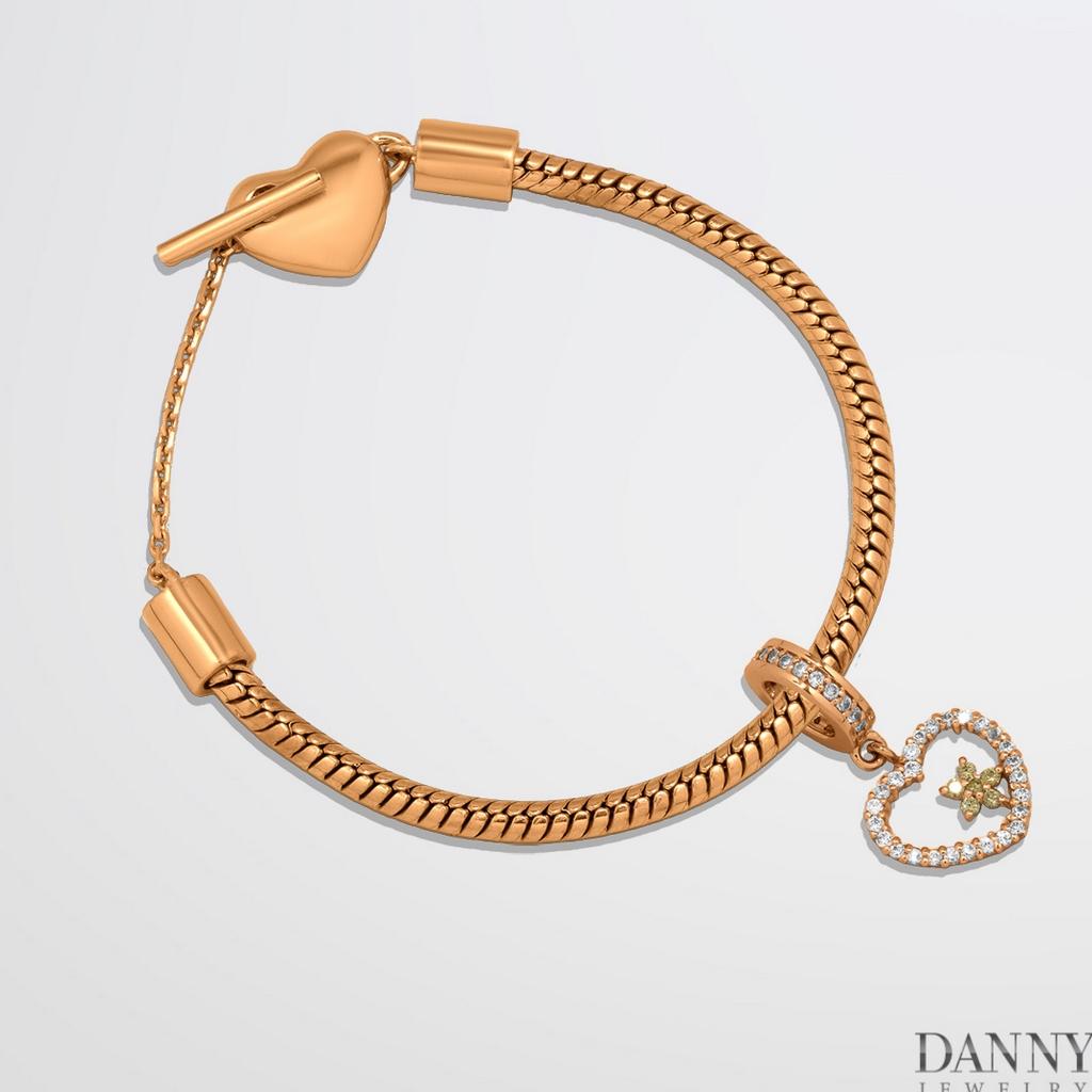 Charm Bạc 925 Danny Jewelry Hình Trái Tim Lồng Ngôi Sao Đính Đá CZ PK002S Xi Rhodium/Vàng hồng