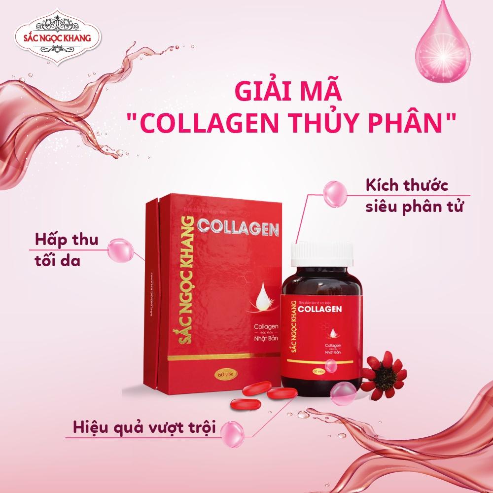 Collagen Sắc Ngọc Khang thế hệ mới 100% nguyên liệu nhập khẩu từ Nhật Bản Hộp 60 viên