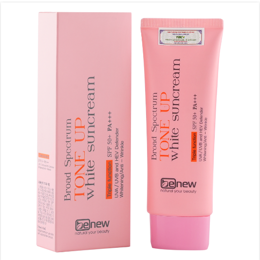 KEM CHỐNG NẮNG PHỔ RỘNG HÀN QUỐC, NÂNG TONE, DƯỠNG TRẮNG - BENEW BROAD SPECTRUM TONE-UP WHITE SUNCREAM 70ml
