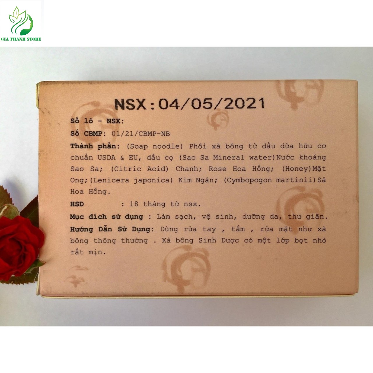 Xà bông thiên nhiên Sinh Dược Hoa Hồng [Bản Giới Hạn] Rose Handmade Soap 100gram làm sạch sâu,ngừa mụn, dưỡng da, sáng da, se khít lỗ chân lông