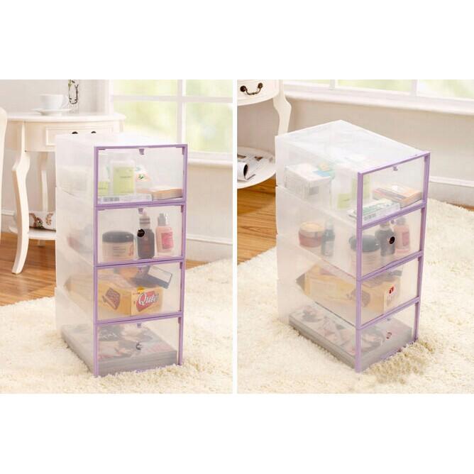 Set 2 Hộp Đựng Giày Dép Có Khung Viền Nhựa
