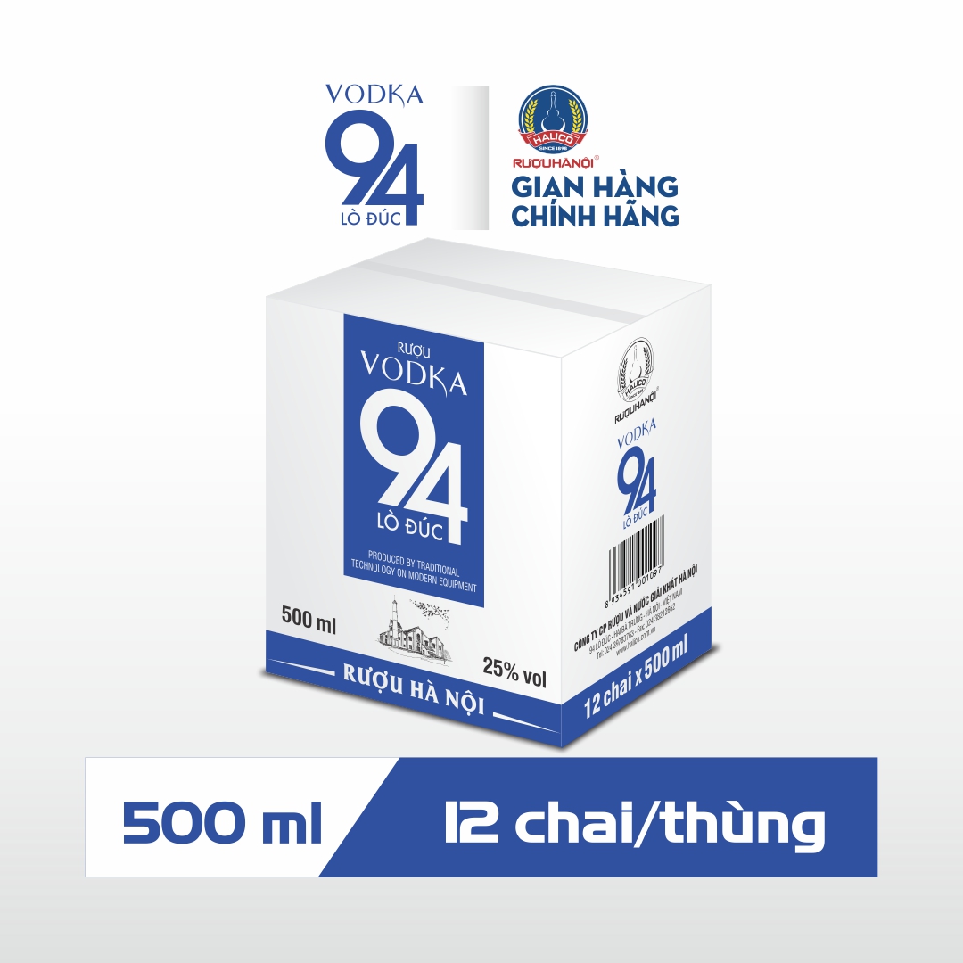 Rượu Vodka 94 Lò Đúc HALICO nồng độ 25% chai 500ml không kèm hộp