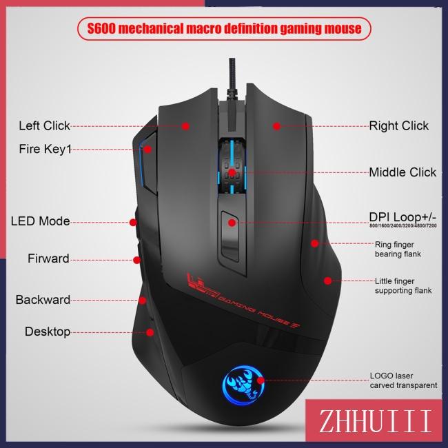 Chuột Chơi Game Đèn Led Rgb 7200dpi 9d