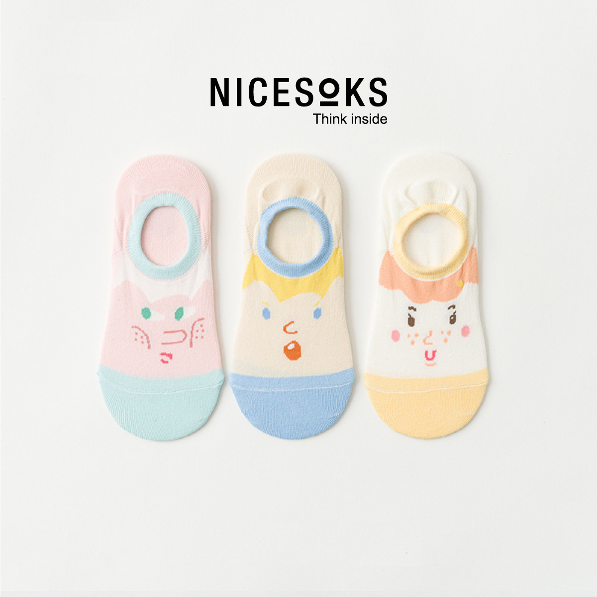 Set hộp 3 đôi tất nữ NICESOKS - NS518713FS chất liệu cotton cao cấp, dáng lười ngắn cổ thể thao, họa tiết cute , hàng chính hãng