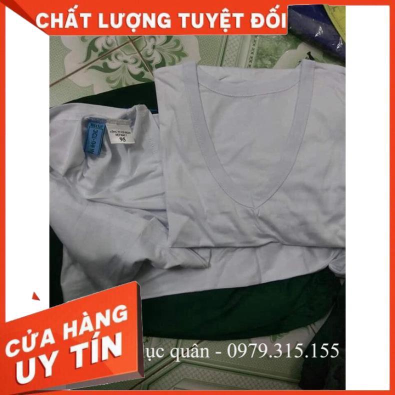 Áo lót (may ô) trắng nam SQ bộ đôi cổ tim loại 1