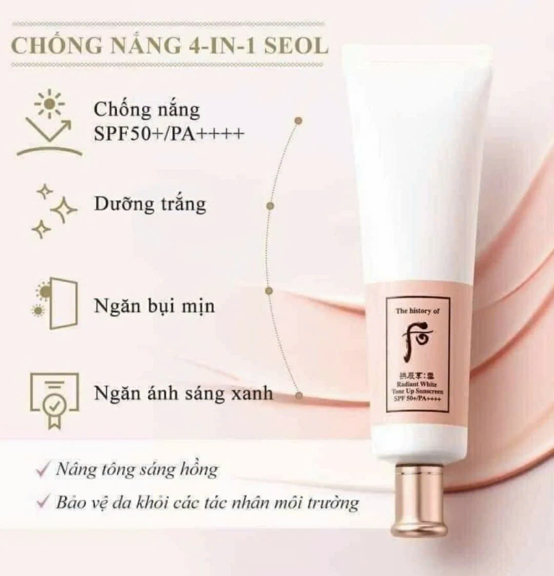 Set Kem Chống Nắng Nâng Tone Whoo Radiant White Tone-Up
