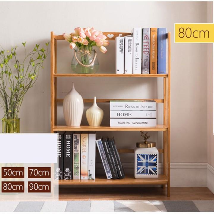 RE0391 Kệ sách trang trí gỗ tre 4 tấng 125x80cm - Tủ sách - Kệ để sách - Giá sách - Kệ sách gỗ - Tủ để sách