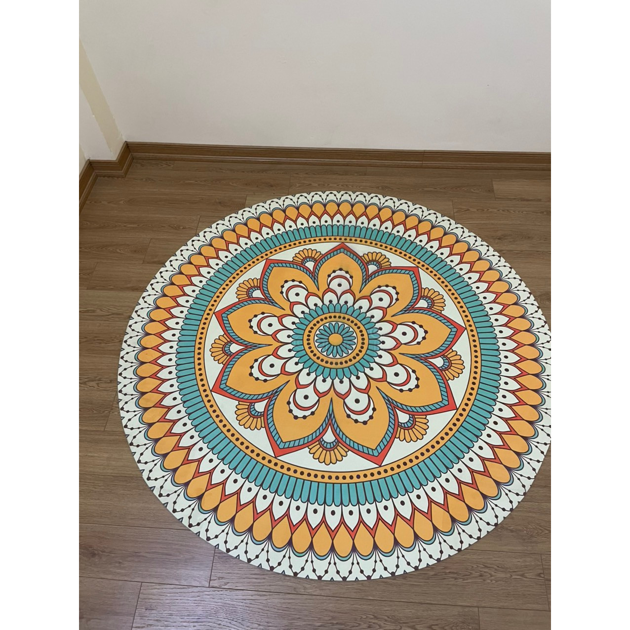 Thảm yoga tròn đường kính 140cm in hoa văn mandala