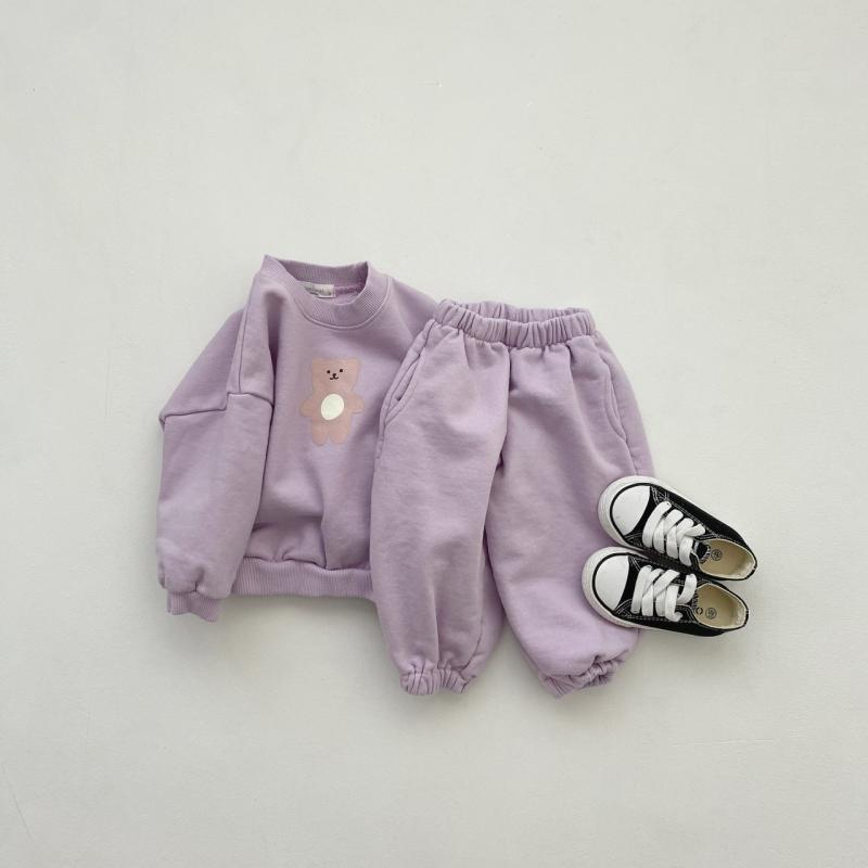 2021 Thu Mới Quần Áo Trẻ Em Bé Gái Bộ Dài Tay Thể Thao In Gấu Áo Và Tay Và Quần Trẻ Em Hàn Quốc Phù Hợp Với