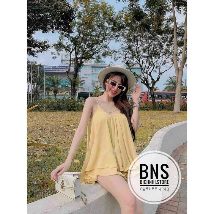 ĐẦM ĐI BIỂN 2 DÂY GIẤU QUẦN VOAN BÈO 2 LỚP ĐAN LƯNG GỢI CẢM - Backless Cami Dress D5039 - BNS