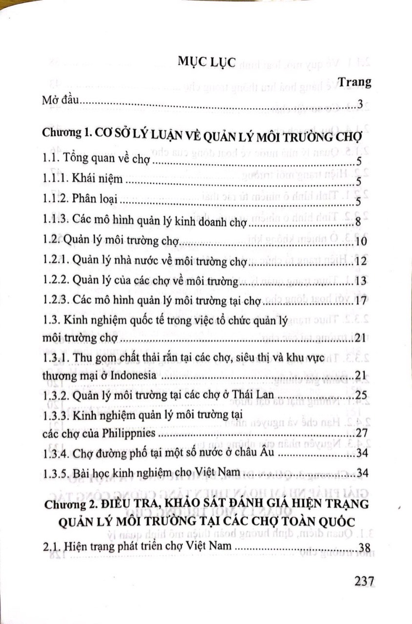 Tăng Cường Công Tác Quản Lý Đối Với Môi Trường Chợ Ở Việt Nam ( Sách Chuyên Khảo)