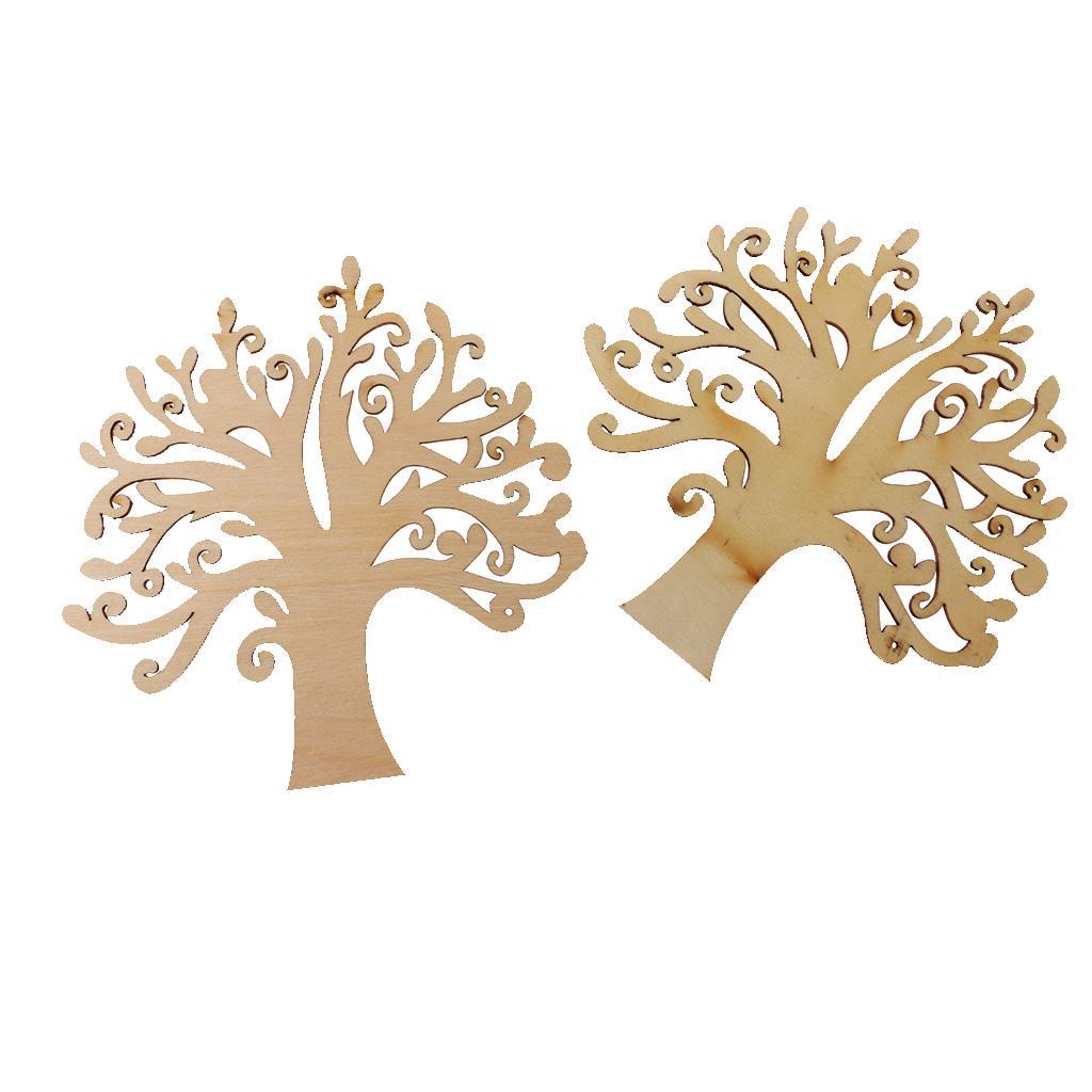 10 Pieces Unpainted Blank Wood Wooden Tree Embellishments for DIY Crafts