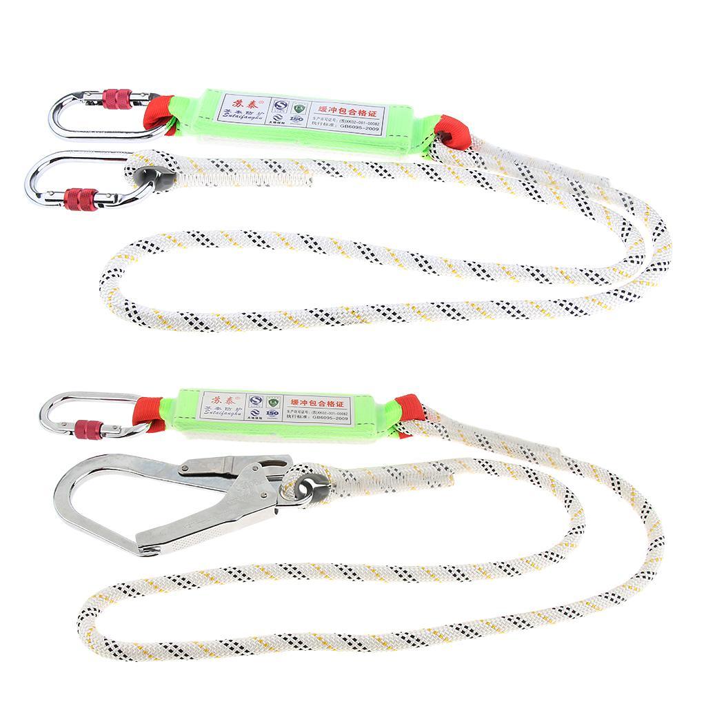 15KN Safety Lanyard Climbing Fall Protection Harness Belt Carabiner Rope