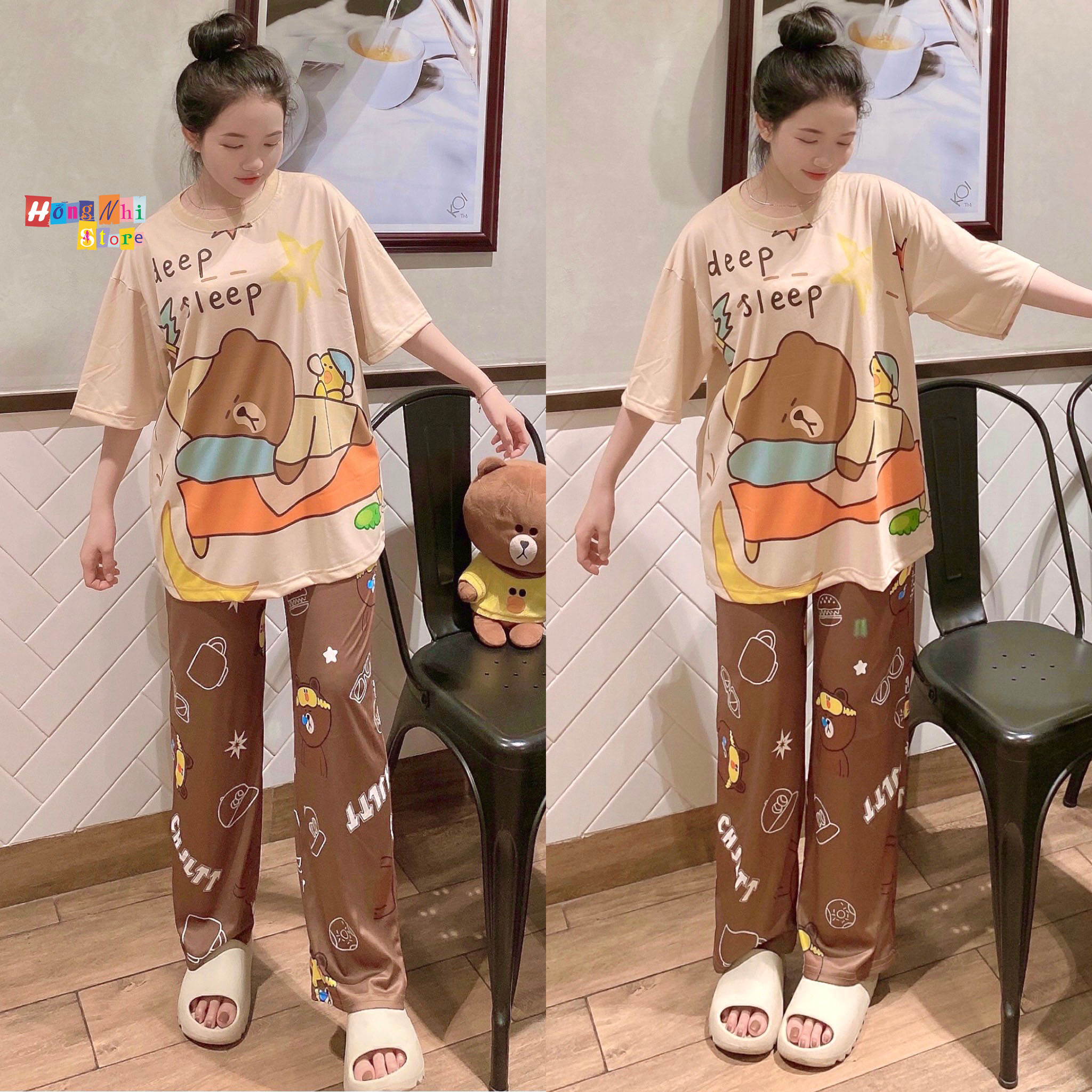 Quần Hoạt Hình Dài Gấu Nâu Ngủ Ống Rộng Cartoon Pant V2 Oversize Ulzzang Unisex - MM
