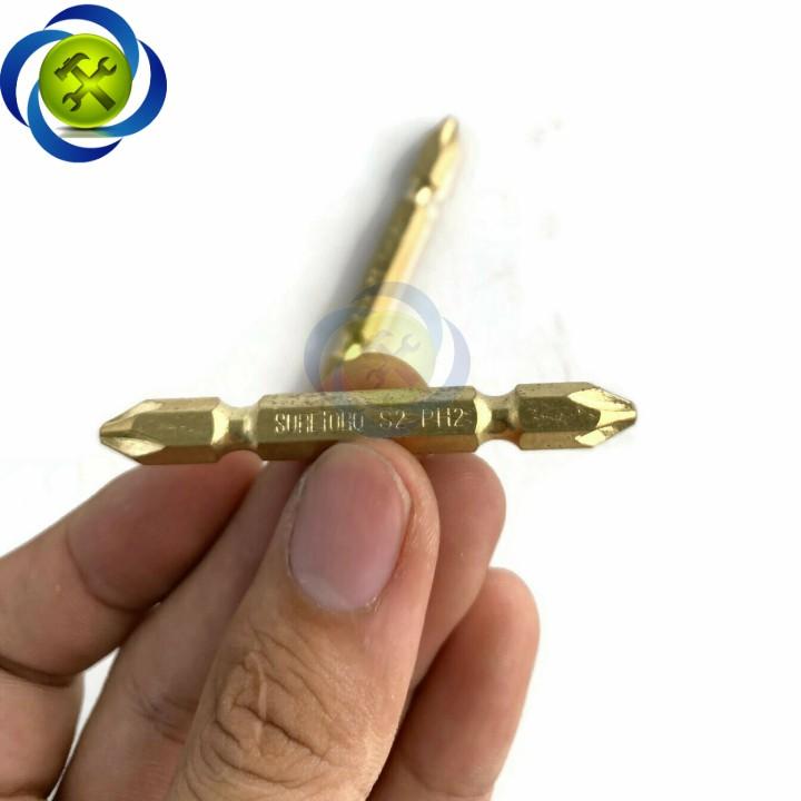 Mũi vặn vít 2 đầu PH2 Suretorq 1673-0302 PTCH màu vàng dài 65mm