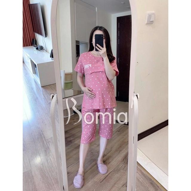 Bộ đồ bầu kết hợp sau sinh PINK - Bộ bầu mặc nhà chất mát mùa hè mới 40-70kg