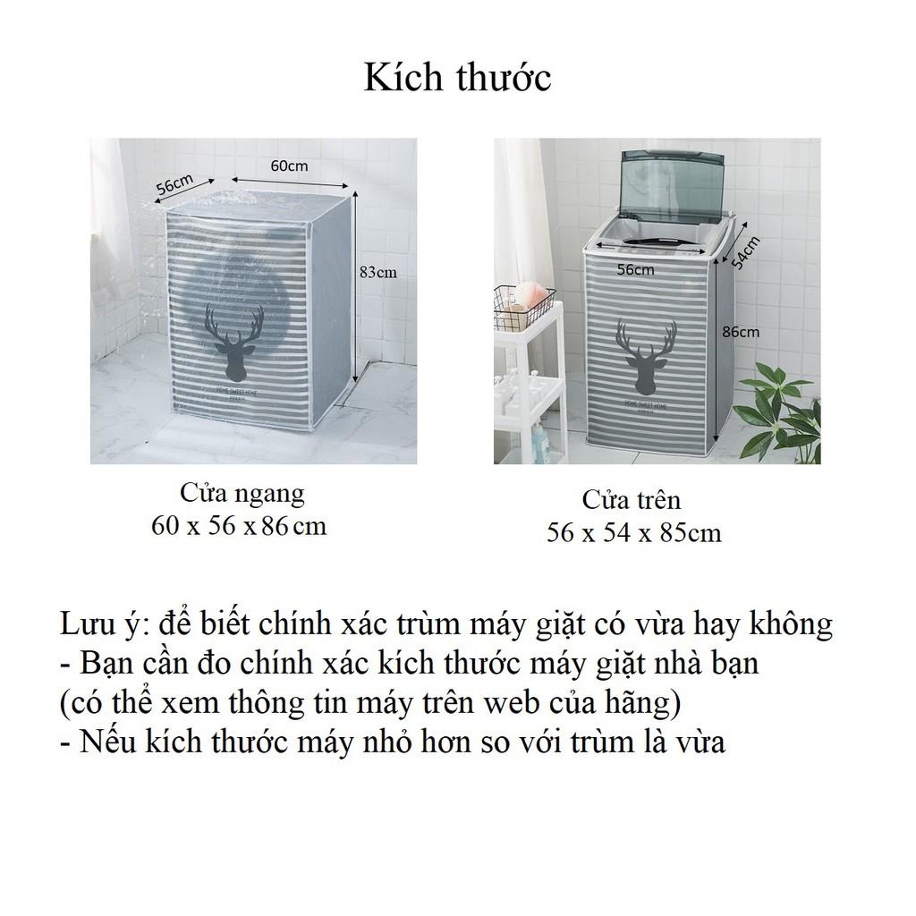 Bọc trùm máy giặt cửa trên, cửa ngang chống thấm họa tiết dễ thương