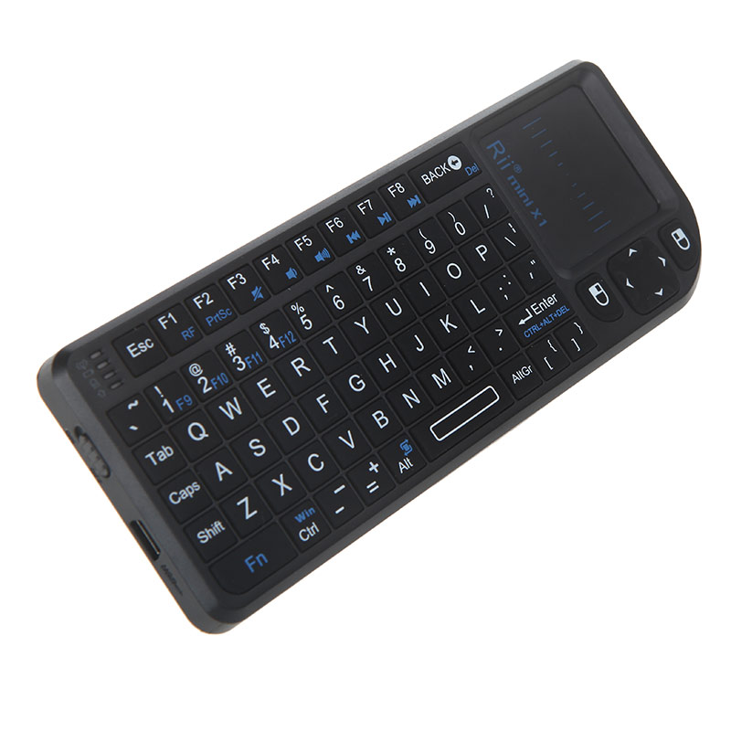 Bàn Phím Không Dây Rii Mini X1 Handheld 2.4g Cho PC Máy Tính Xách Tay TV Thông Minh, Màu Đen