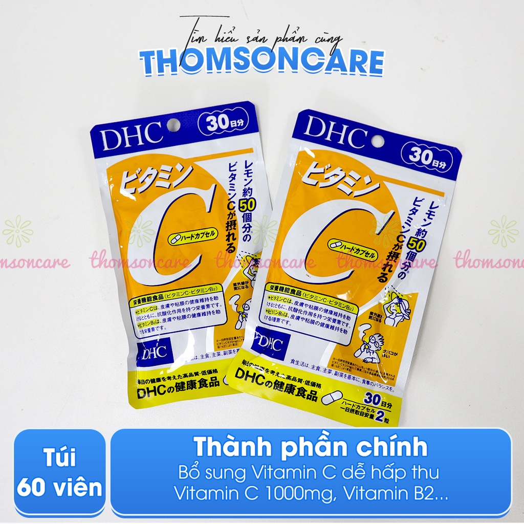 Combo hỗ trợ làm giảm mụn, mờ thâm, giúp làm đẹp da DHC Kẽm và DHC Vitamin C Nhật Bản -Hỗ trợ tóc rụng và cải thieenjda mụn , bổ sung Vitamin và kẽm Thomsoncare