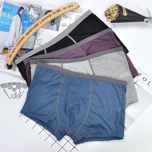 Combo Hộp 4 Quần Sịp Đùi Thông Hơi Men Dành Cho Nam Giới Quần Sịp Thoáng Khí