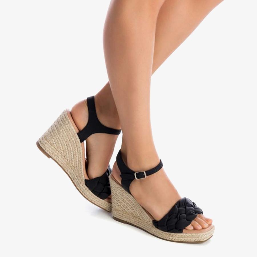 Giày Đế Xuồng Nữ XTI Black Pu Ladies Sandals