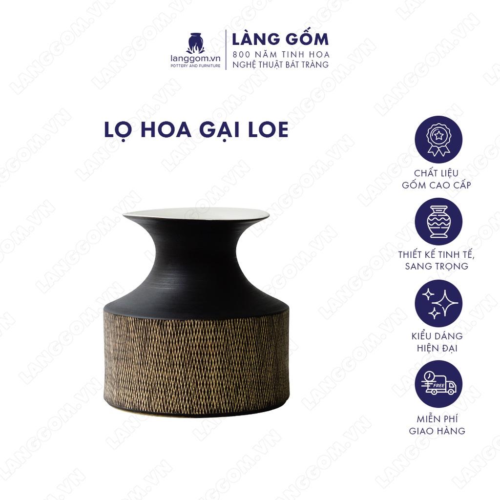 Bình hoa, lọ hoa Gốm sứ Bát Tràng cao cấp Men mát gại loe dùng làm quà tặng, trang trí - Làng Gốm Bát Tràng